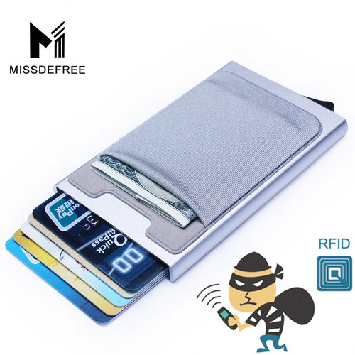 Aluminum Wallet With Elasticity Back Pocket ID Card Holder