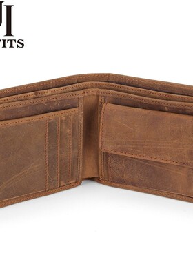 2024 NEW Genuine Leather Mens Wallets Crazy Horse Leather