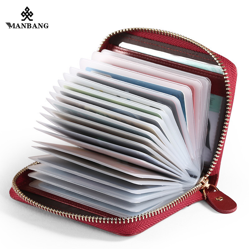 ManBang New Genuine Leather Card Wallet Unisex Women Card