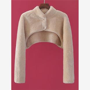 睡觉肩颈保暖长袖坎肩女珊瑚绒喂奶披肩玩手机护肩200斤短外套女