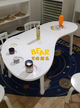 儿童早教培训班白色烤漆桌幼儿园桌椅套装长方桌学生绘画桌可定做