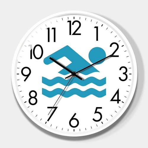 游泳创意挂钟游泳池创意装饰时钟运动体育场墙上挂表电池石英钟表