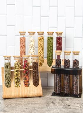 全屋定制厨房橱柜具样板间软装饰品密封罐试管展示架餐厅台面摆件