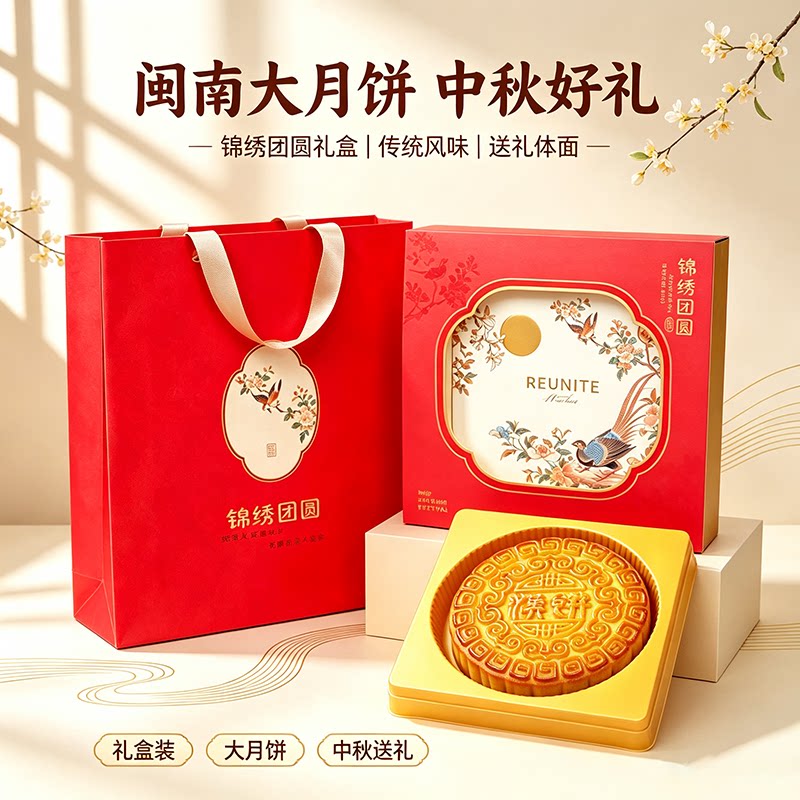 黄金大汉饼芋泥麻薯肉松月饼闽南特产汉饼礼盒中秋礼盒送礼