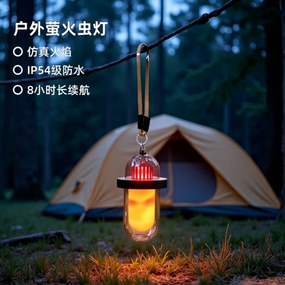 户外露营复古火焰氛围灯复古野营地长续航防水便携萤火虫创意挂灯