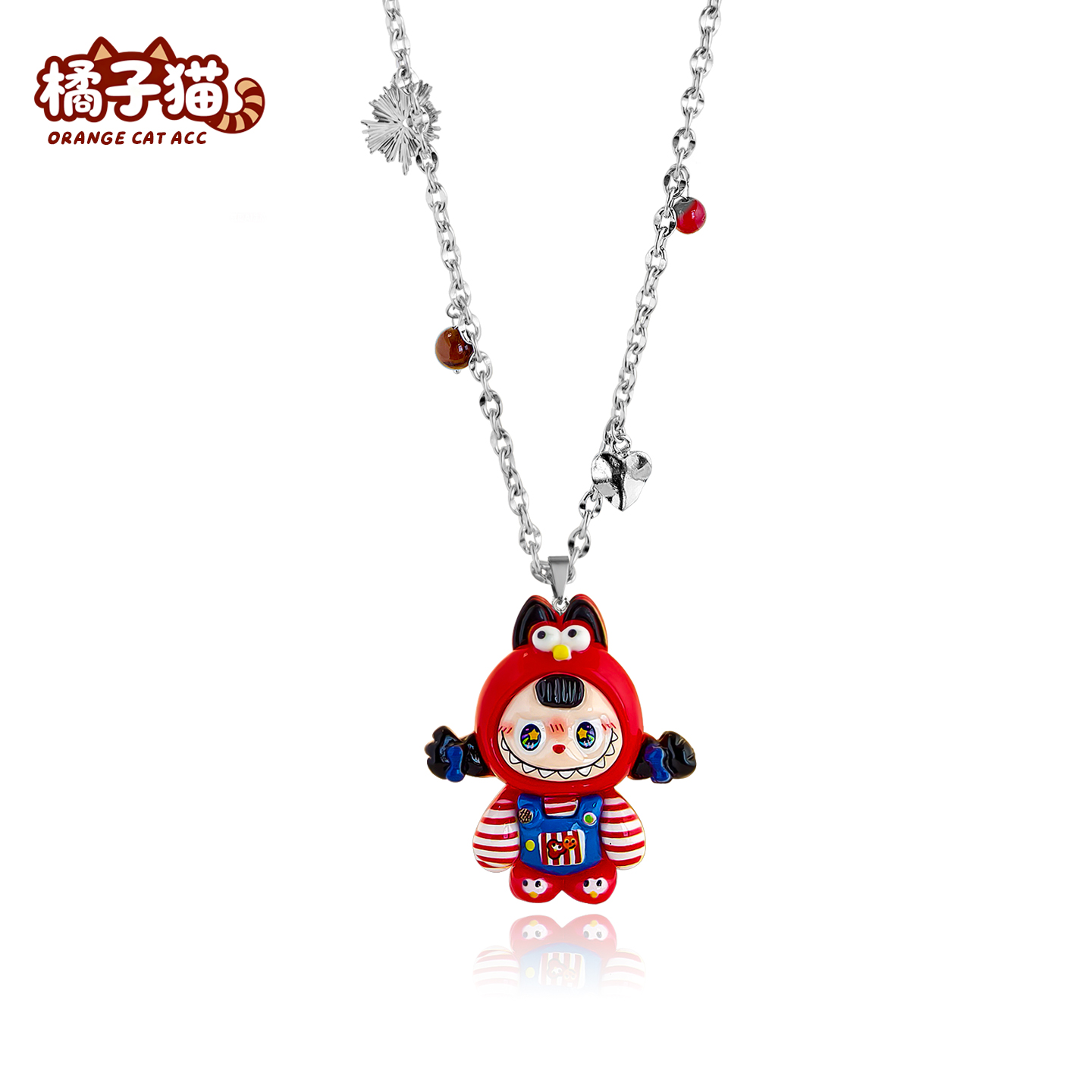橘子猫红色娃娃嘻哈链男女