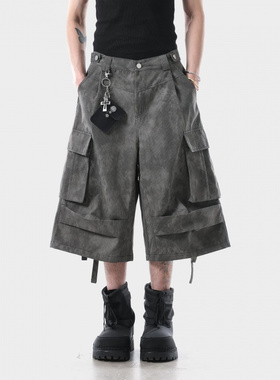 ENDLESS DESIRE设计感飘带工装男痞帅美式宽松vibe短裤七分裤