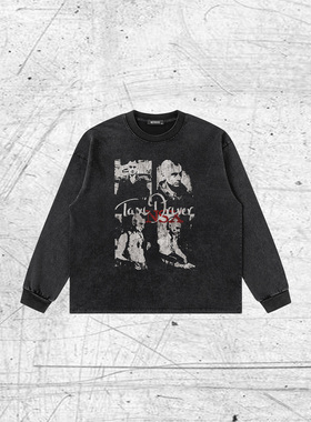 ENDLESS DESIRE 人像白墨直喷印花重磅水洗做旧boxy宽松长袖t恤