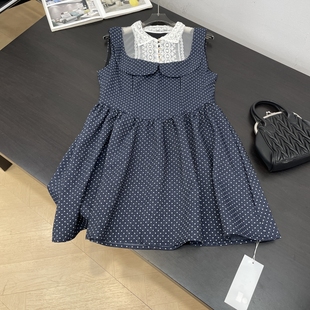 显瘦蕾丝领蓬蓬宽松连衣裙L 法式 假两件波点连衣裙修身