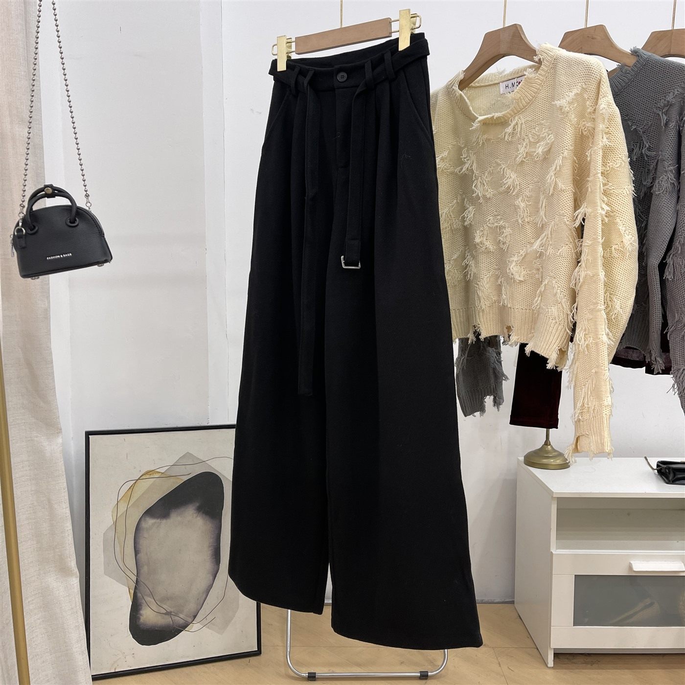 休闲阔腿裤女秋季2025新款直筒休闲风裤子K#16