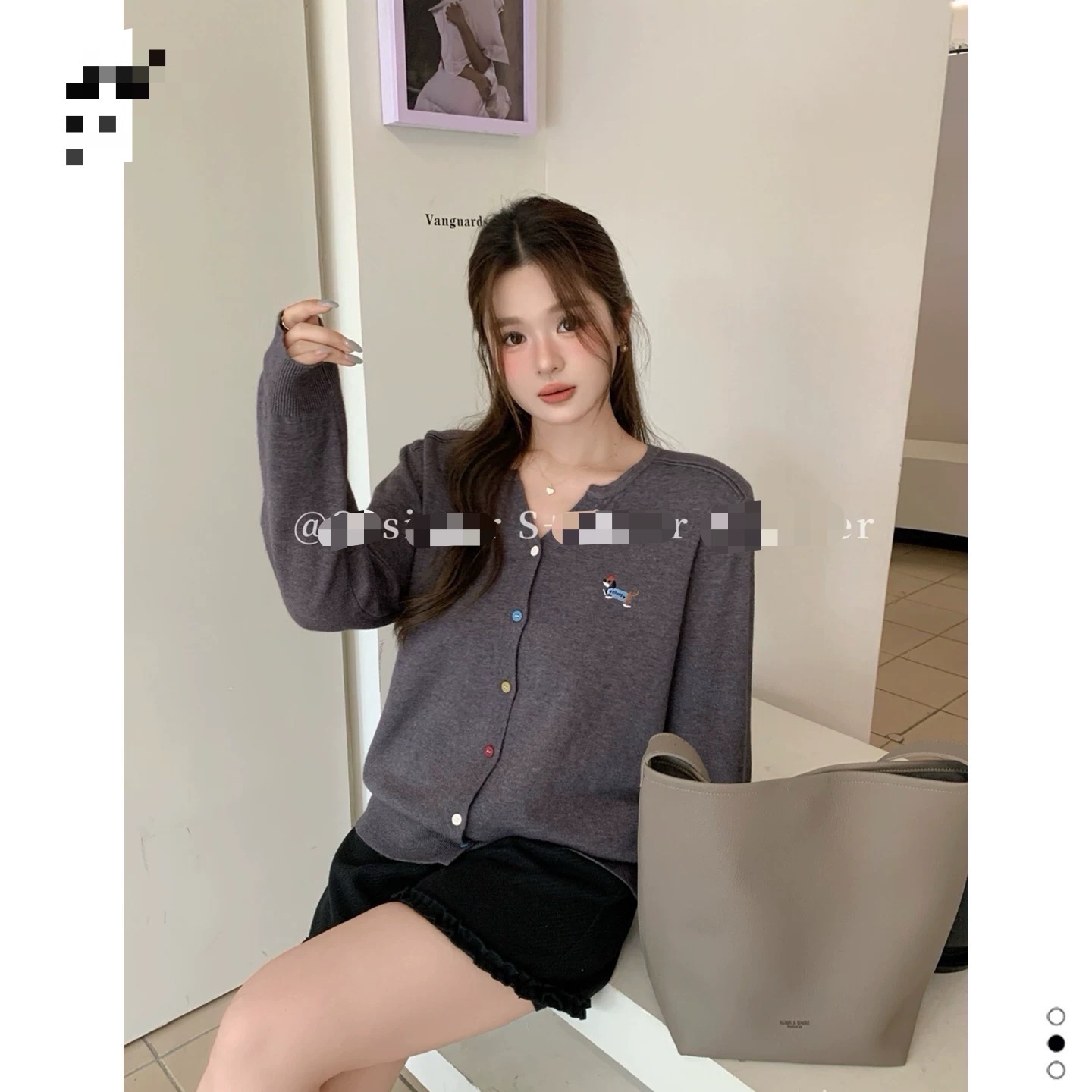 毛衣圆领长袖单排扣时尚直筒冬季开衫直筒显瘦女 J#26