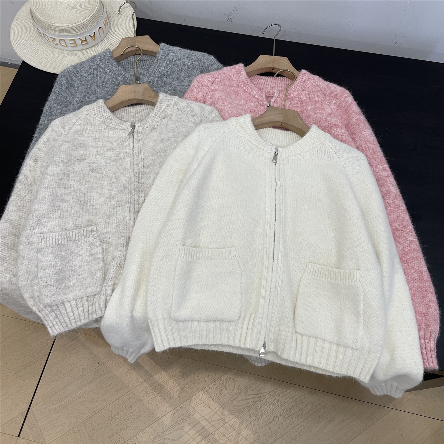 【霞】软糯毛衣针织开衫外套秋冬新款小香风外搭短款拉链上衣K#30