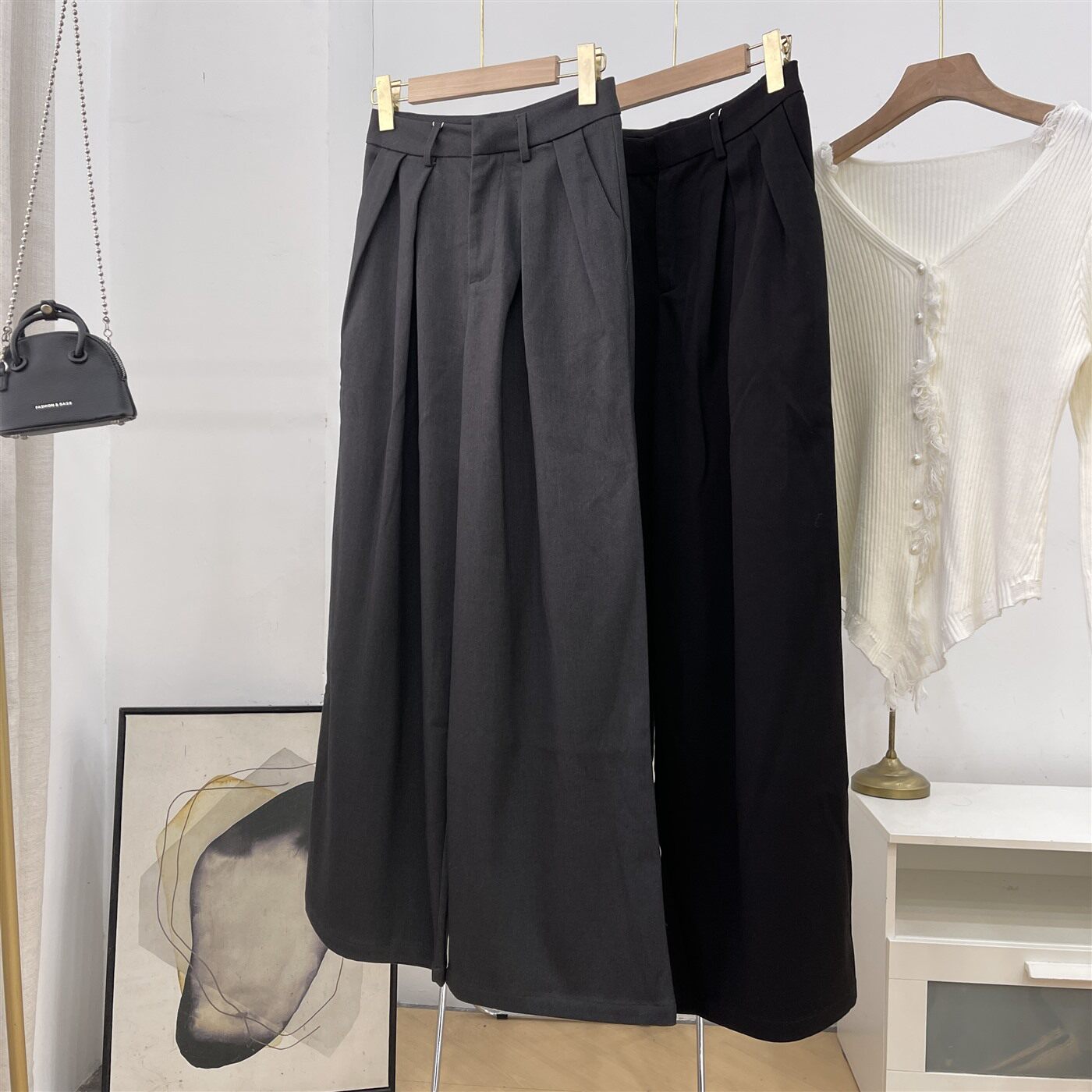 秋冬新款时尚高级感休闲裤百搭窄版阔腿裤垂感休闲裤K#30