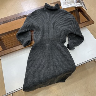 韩版 气质中长款 时尚 复古女裙子 针织连衣裙冬季 新款