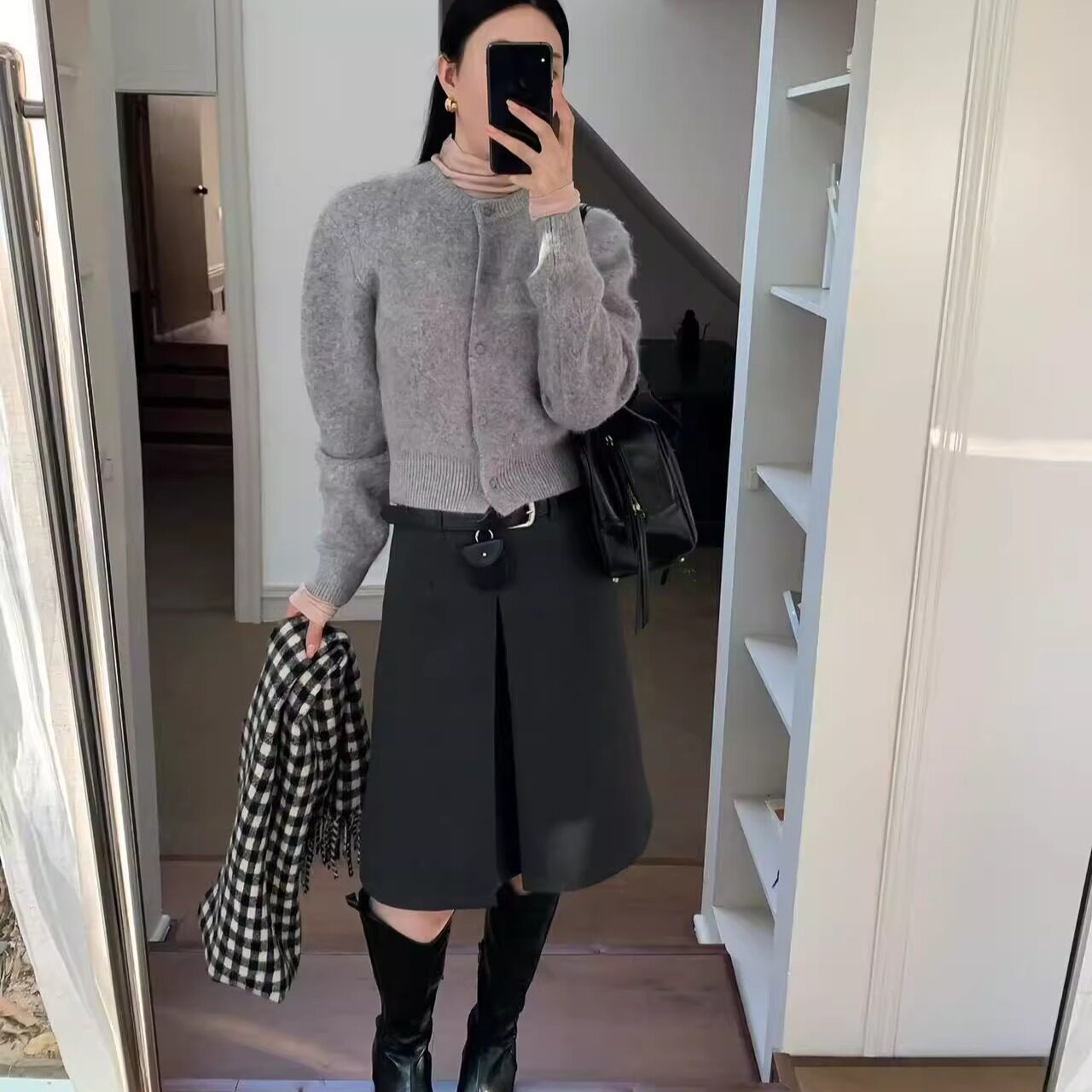 【霞】百搭高腰半身裙秋冬2025新款显瘦修身防走光A字短裙L#19