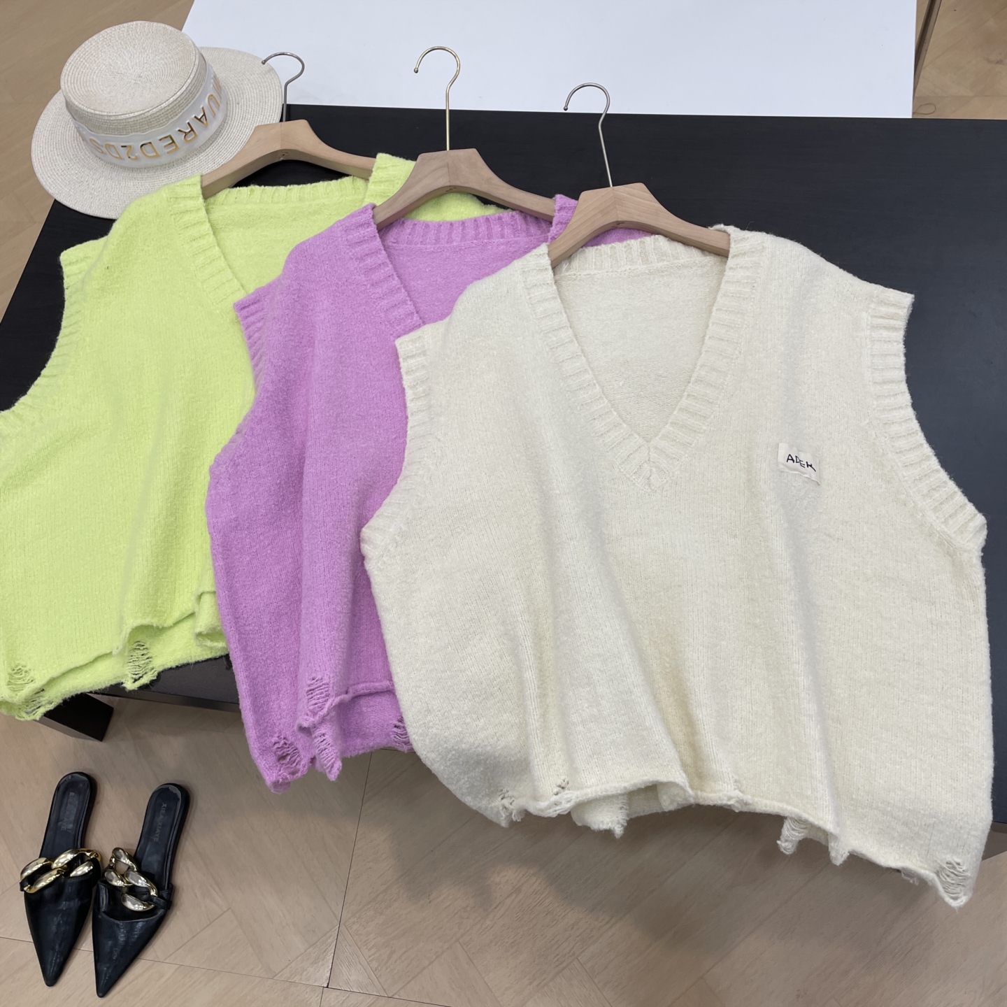 秋冬新款小众简约百搭背心女修身显瘦通勤风V领毛衣K#6