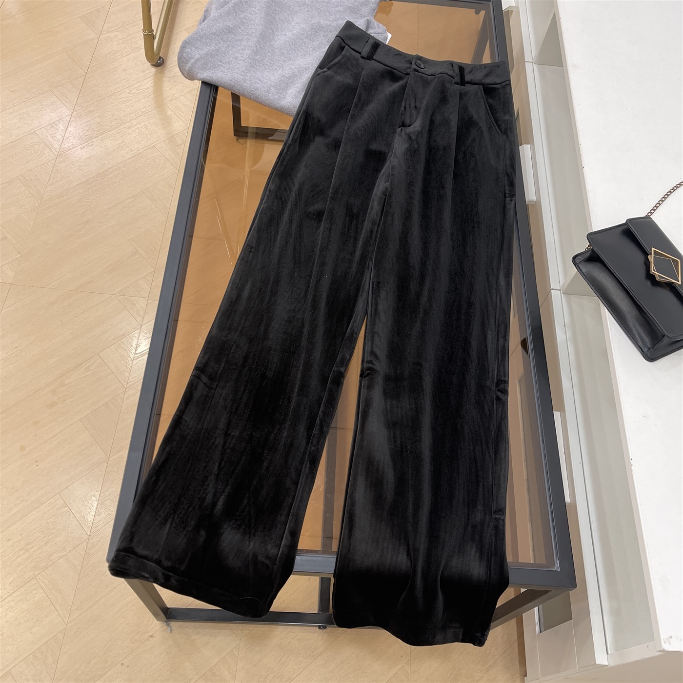金丝绒宽松直筒裤女秋冬款显瘦垂感高腰阔腿裤K#16