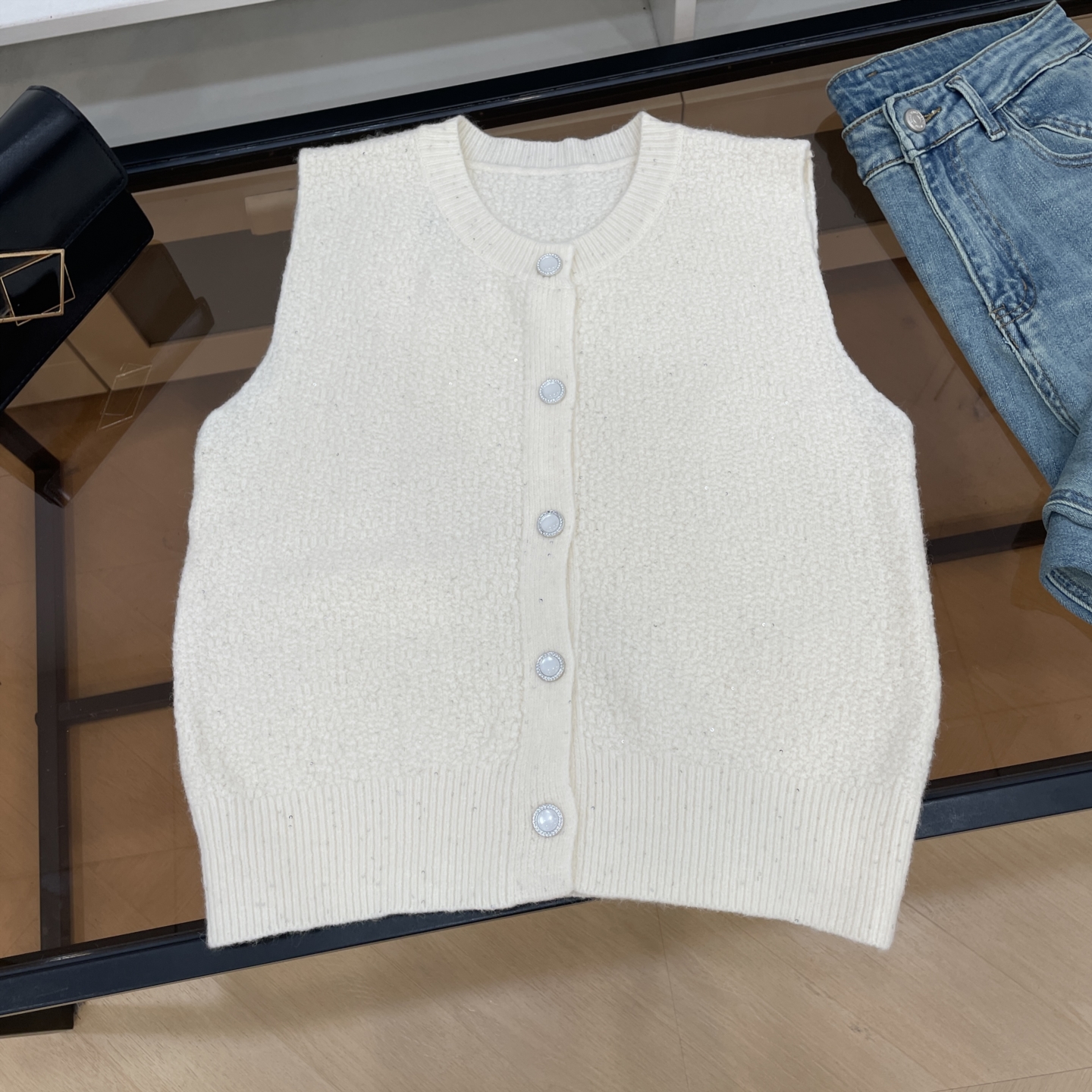 秋季新款时尚百搭修身显瘦马甲通勤风简约针织背心毛衣K#2