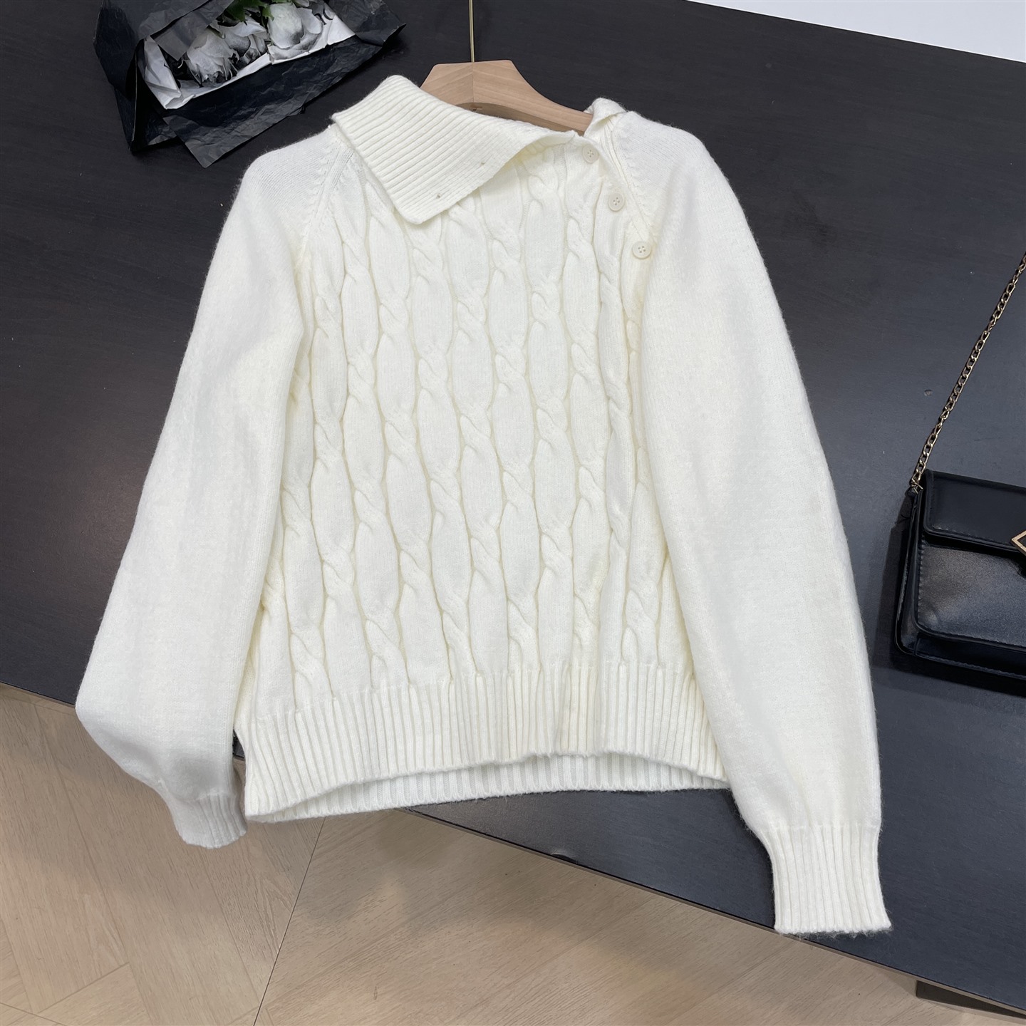 【霞】高级高领设计温柔慵懒风毛衣女秋季新款麻花针织上衣J#28