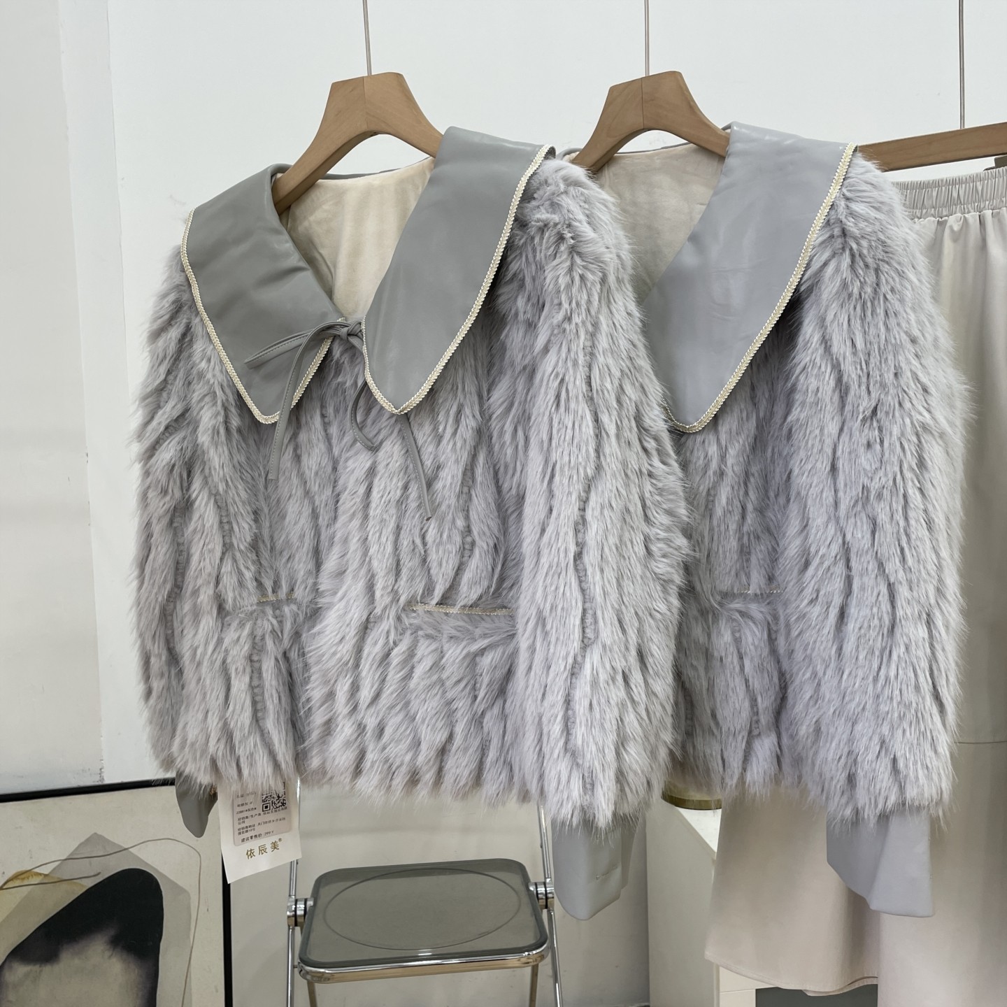 加绒法式宽松显瘦长袖上衣新款时尚小众百搭毛毛外套K#6