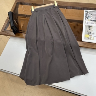 高腰休闲气质百搭A字百褶裙 新款 半身裙女秋冬季
