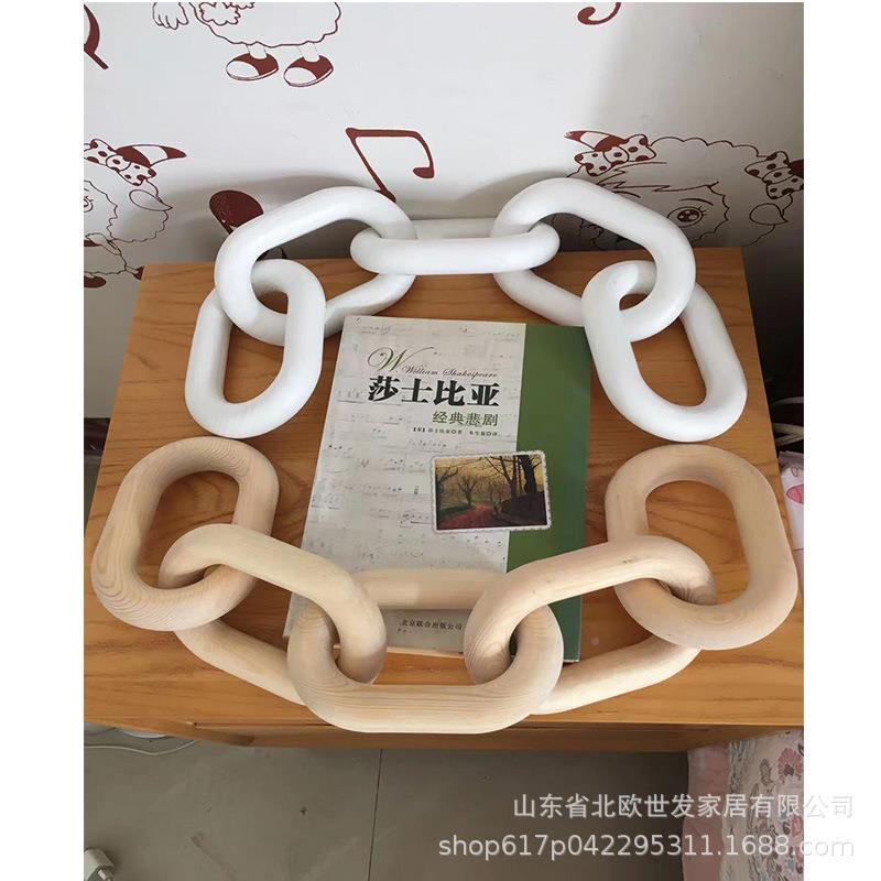 木制装饰木挂木链条木质五环木链扣链JCV子装饰摆件艺件工品木环