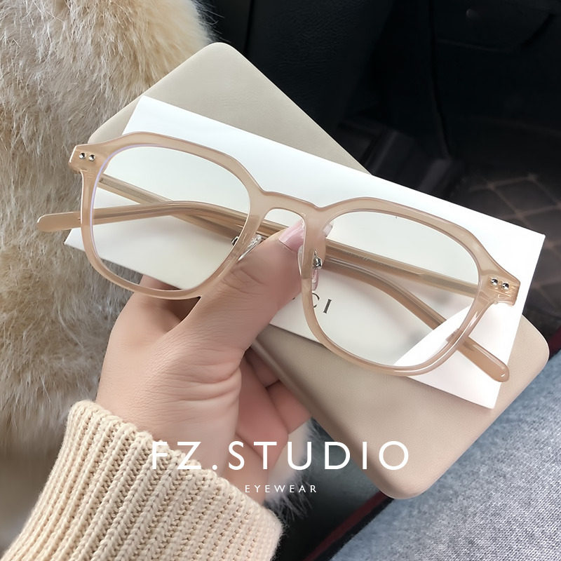 素颜神器茶色平光眼镜框镜架女士韩版潮 防蓝光眼睛可配镜片近视