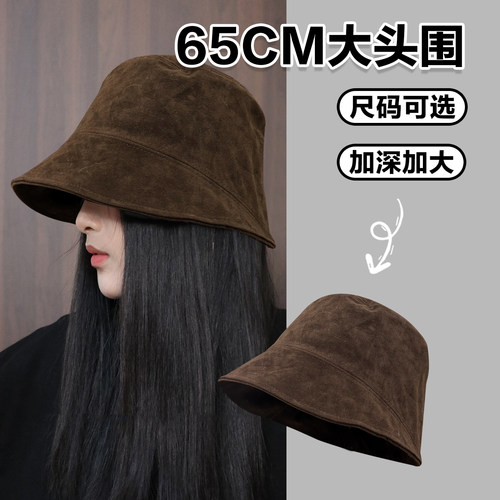 中古风翻毛皮渔夫帽大头围显脸小