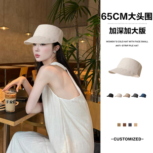 2026新款 大头围亚麻高级感平顶马术帽复古老钱风鸭舌报童帽大码