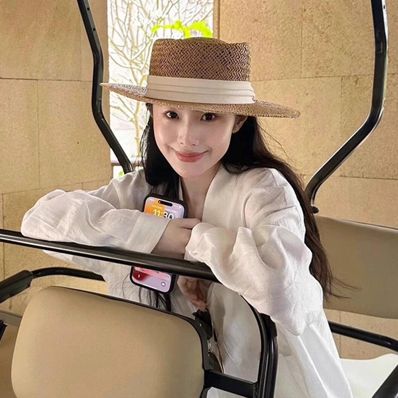 复古老钱风草帽法式大头围防晒帽