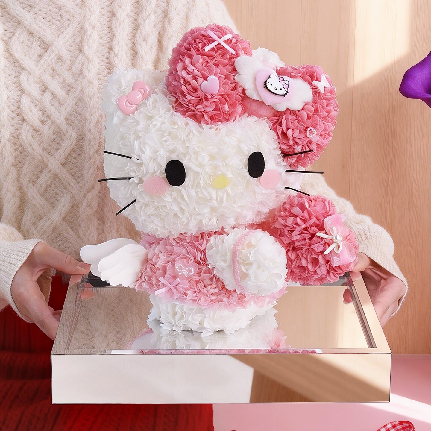 永生花HelloKitty礼盒凯蒂绣球真花表白送女友闺蜜情人节生日礼物