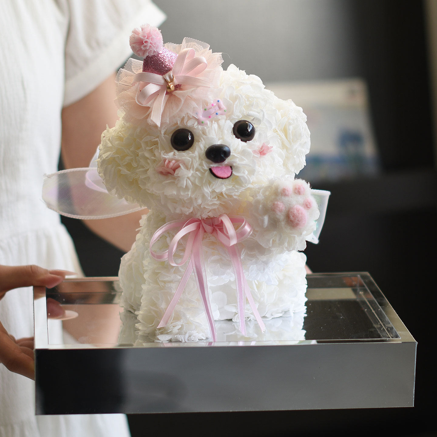 永生花小狗马尔济斯礼盒摆件高级感表白送女友闺蜜情人节生日礼物