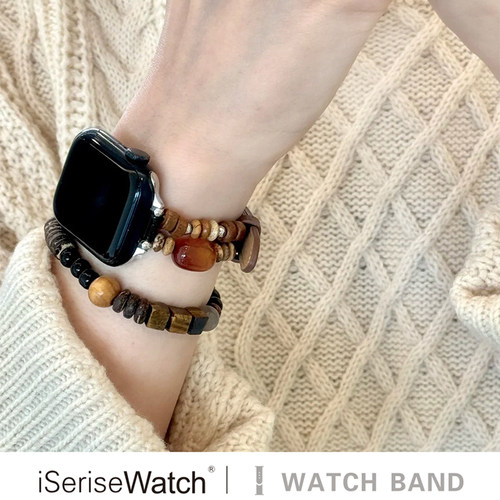 苹果表带串珠拼皮质创意手链