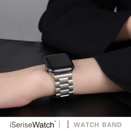 iserisewatch适用applewatchs9表带iwatch8SE苹果手表s10代夏季透气创意女金属链式星光色41/45mm男生高级感