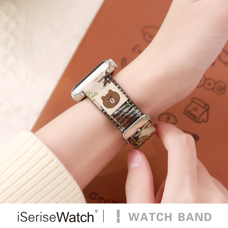 iserisewatch适用苹果手表s11表带iWatchs10春季女款applewatch9毛呢小熊SE可爱41mm45皮质Ultra创意新款s6/7,智能设备,智能手表手环表带/腕带,淘宝优惠券,粉丝福利购,淘宝优惠卷