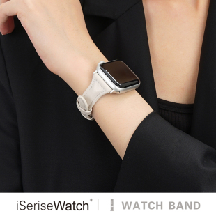 45mm新款 iserisewatch适用applewatchs11表带iwatchs9苹果手表10代se 6皮质表带硅胶高级创意夏天小蛮腰女41