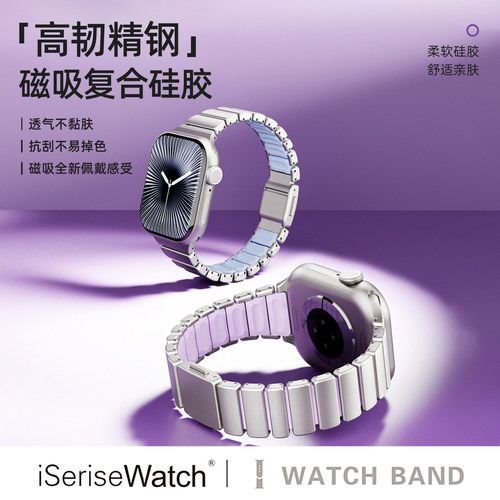 AppleWatch金属间硅胶不锈钢表带