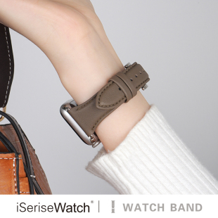 iserisewatch适用applewatchs11苹果手表iwatch10真皮s9手表带se皮质s7夏简约高级时尚 45mm创意女 腕带小众41
