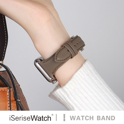 iserisewatch适用applewatchs11苹果手表iwatch10真皮s9手表带se皮质s7夏简约高级时尚腕带小众41/45mm创意女