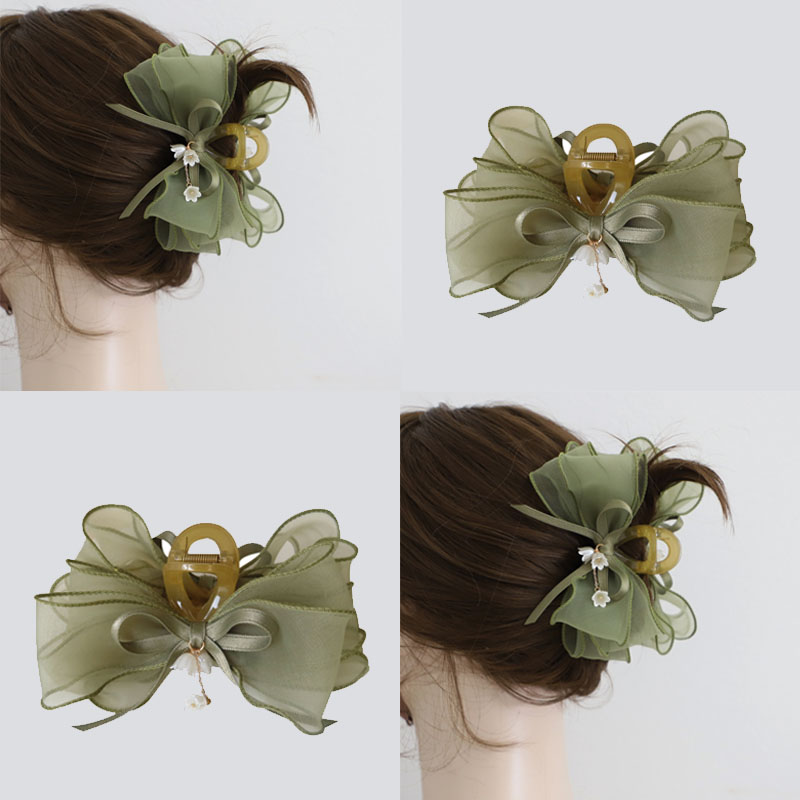 綠色鈴蘭蝴蝶結！高級感發飾抓