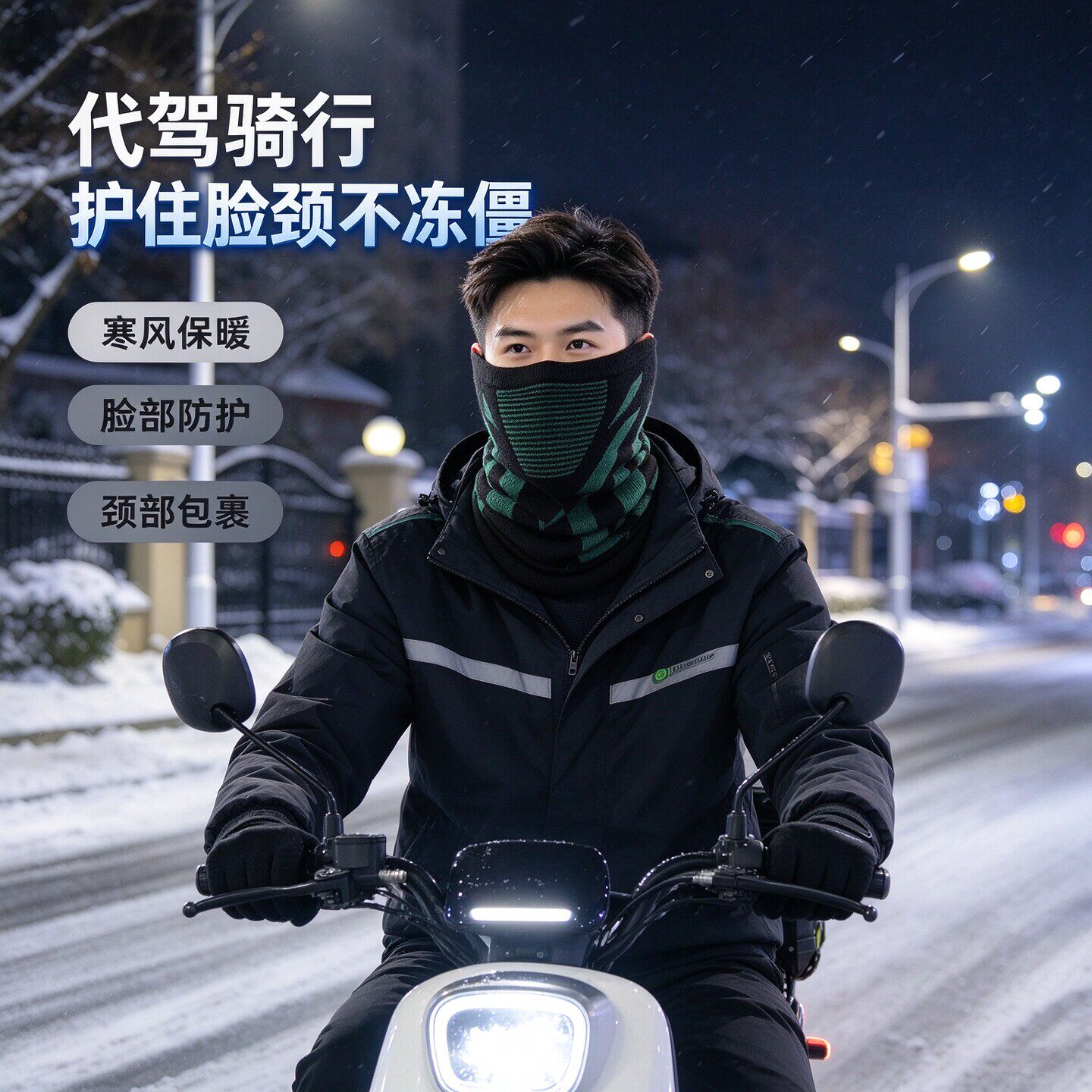 代驾骑手保暖围脖冬季骑行保暖面罩防寒脖套户外通勤面巾骑行神器