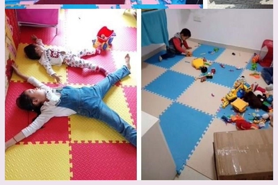 地垫防水地面塑料拼接泡沫踏踏树叶纹卧室拼图地垫地毯米泡面地板