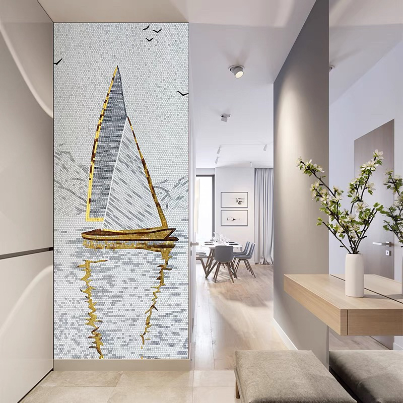 手工拼贴客厅背景墙装饰画餐厅卧室玄关过道现代简约壁画马赛克图片