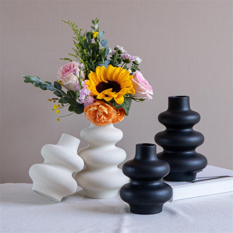 创意新款素烧花瓶ins风高颜值磨砂插花器跨境陶瓷家居摆件