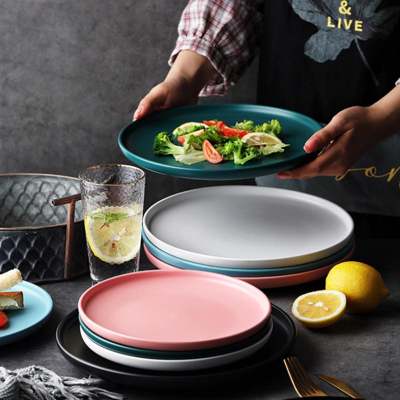 北欧创意陶瓷牛排盘子西餐盘托盘 家用菜盘网红ins餐具早餐盘平盘