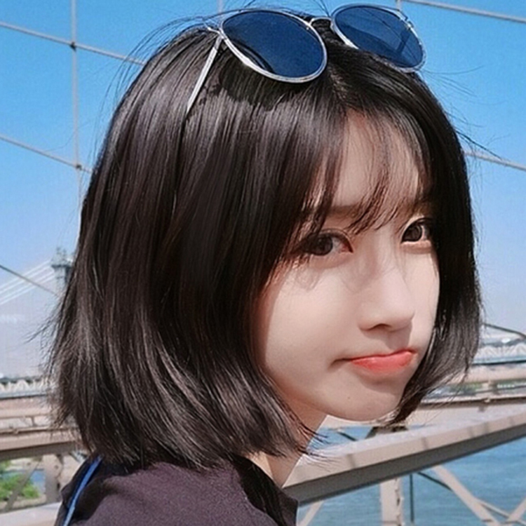 流行发型学生女,2021年流行的发型长发 假发女短直发微卷学生内扣bobo波波头网红圆脸可爱锁骨发型全头套