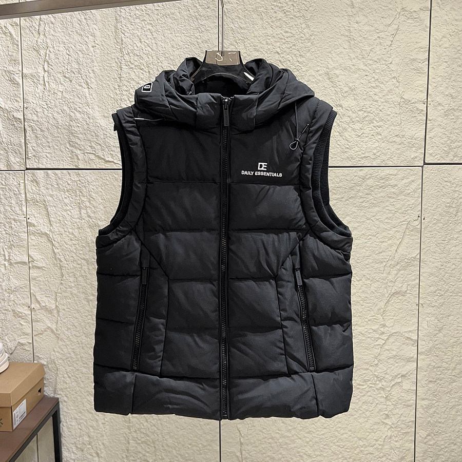 户外休闲纯色百搭连帽保暖棉马甲