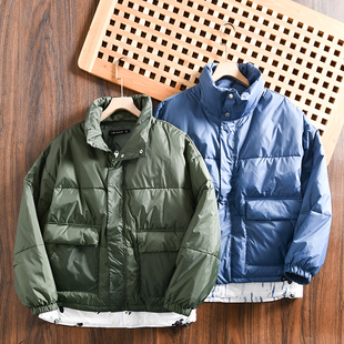 工厂尾货情侣款 外贸男装 加厚保暖立领羽绒服 柜1k 高蓬松90绒