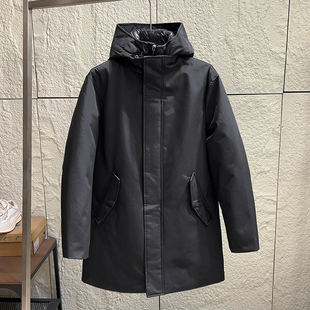 欧美外贸！防风防泼水！冬季男士中长款加厚保暖连帽羽绒服派克服
