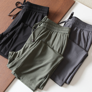 新款 夏季 男士 泡泡纱长裤 潮 清凉裸感王 冰丝冷感休闲裤 弹力泡泡纱